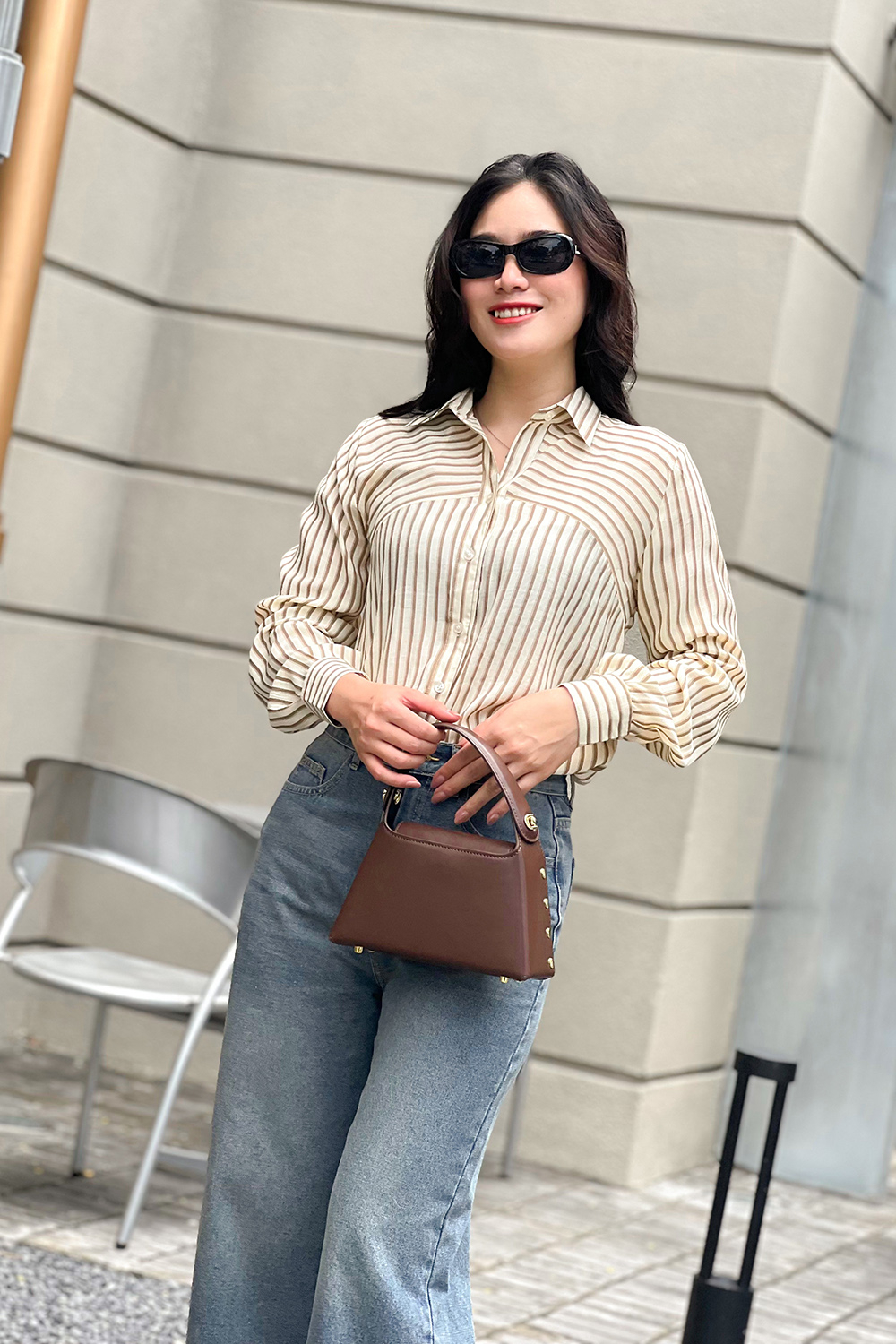 Áo sơ mi nữ công sở kẻ sọc tay dài