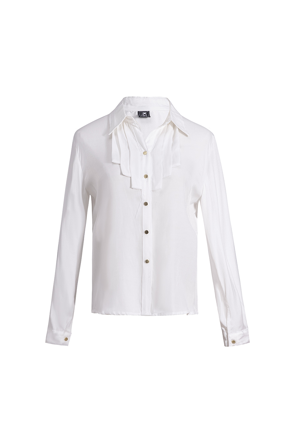 Áo sơ mi trắng nữ tay dài xếp ly cổ