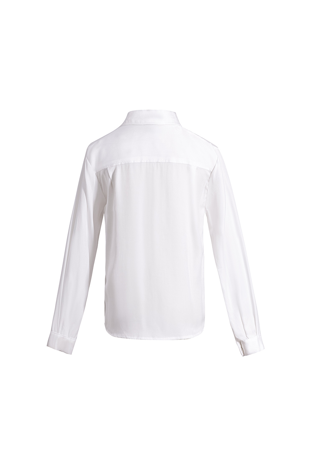 Áo sơ mi trắng nữ tay dài xếp ly cổ