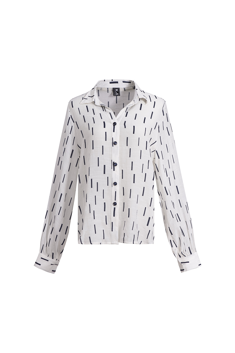 Áo sơ mi nữ trắng họa tiết tay dài