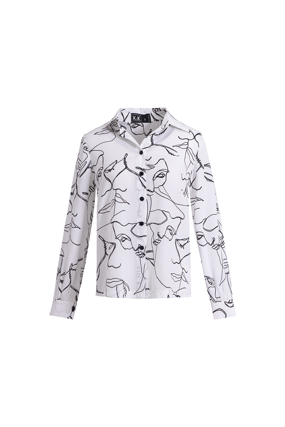 Áo sơ mi nữ dài tay hoạ tiết khuôn mặt