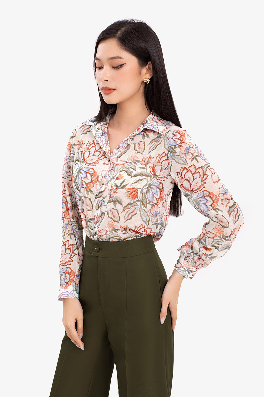 Áo sơ mi nữ họa tiết hoa nhiều màu ASM14-36