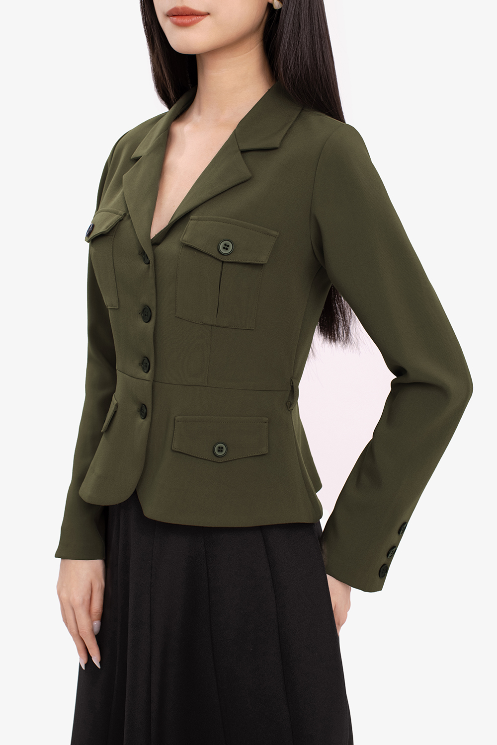 Áo vest nữ công sở peplum tay dài