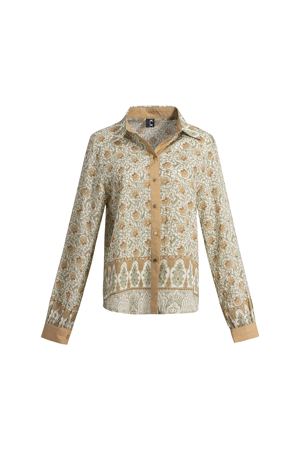 Áo sơ mi công sở nữ hoạ tiết hoa nâu