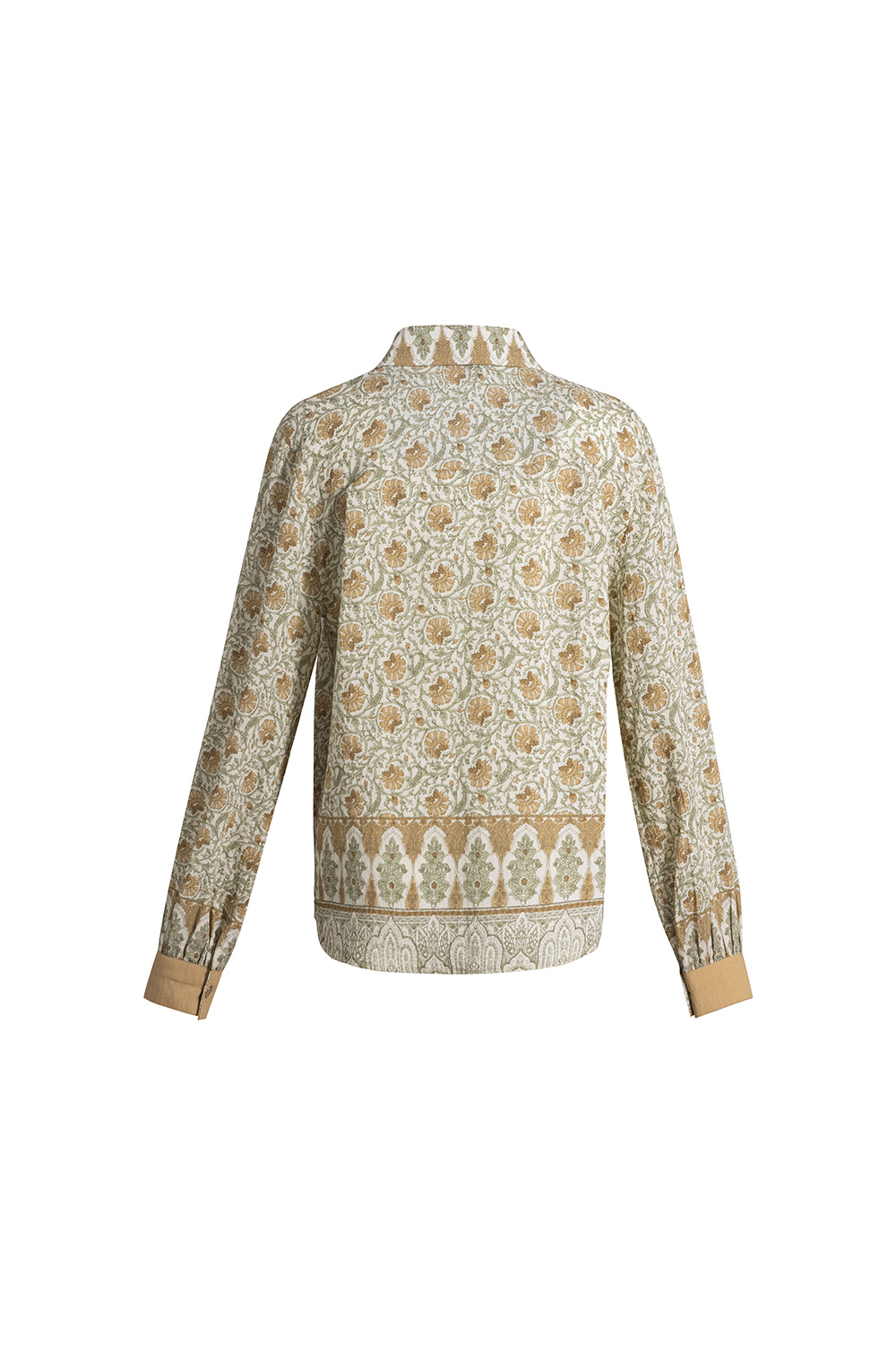 Áo sơ mi công sở nữ hoạ tiết hoa nâu