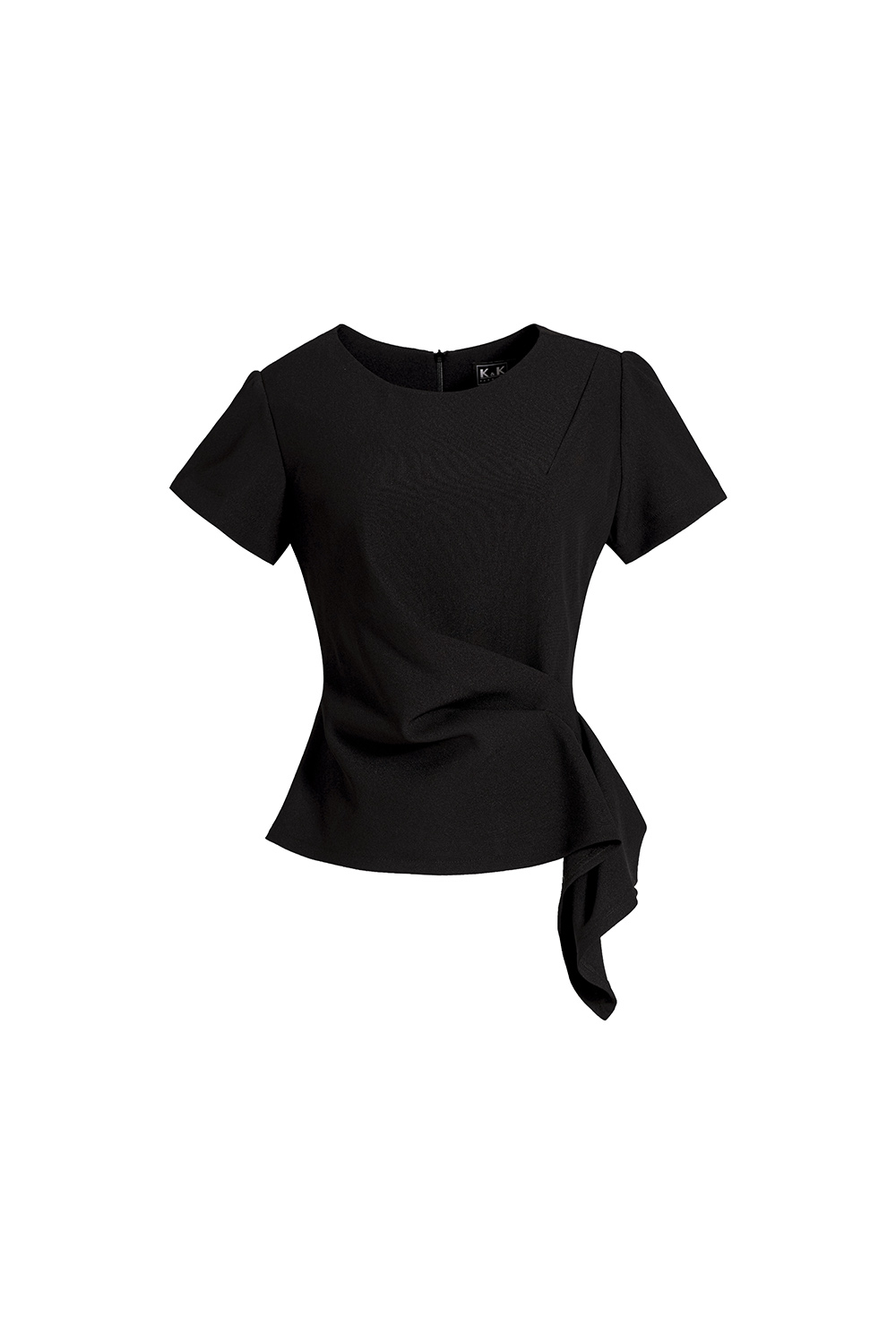 Áo đen công sở dáng peplum tay ngắn