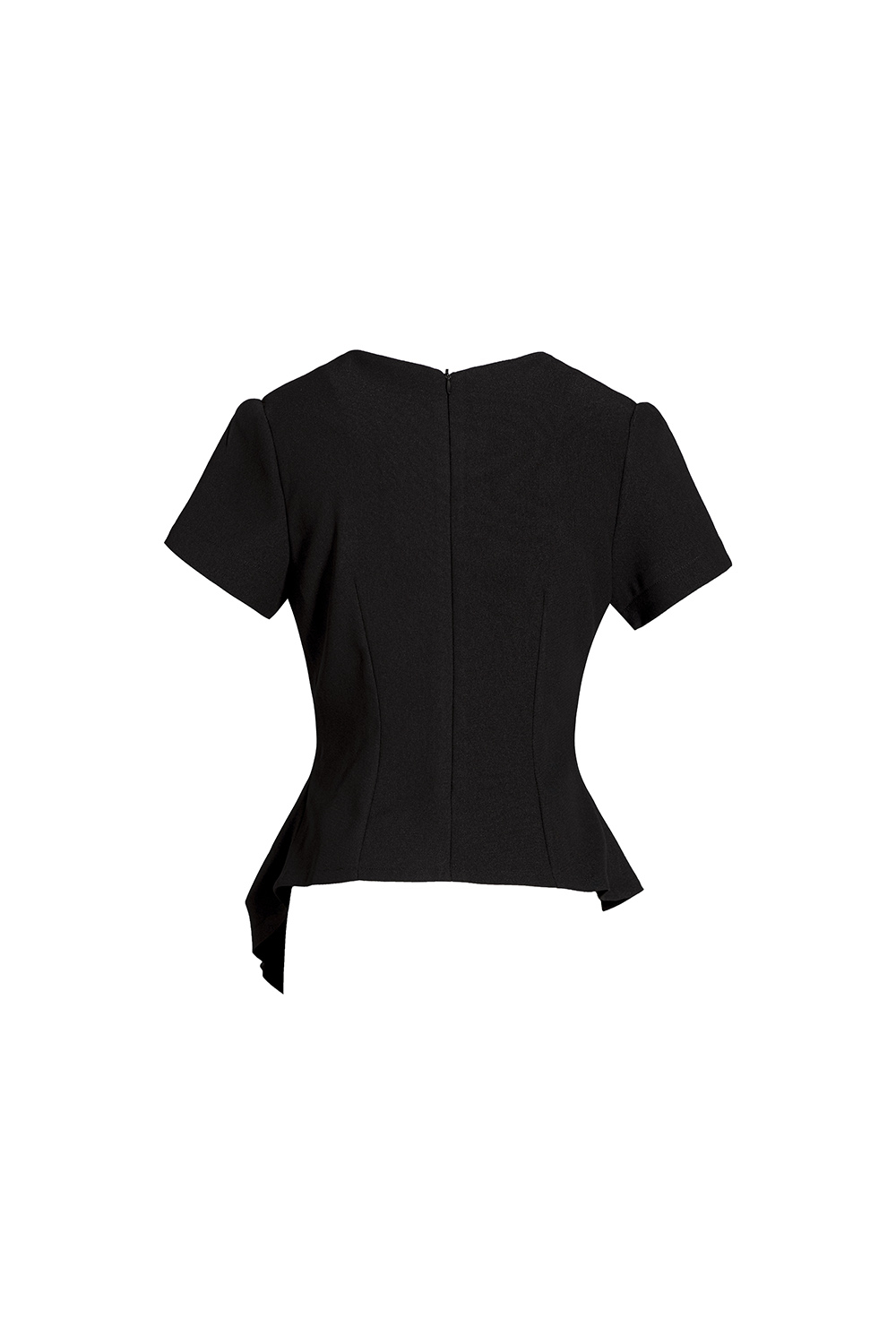 Áo đen công sở dáng peplum tay ngắn