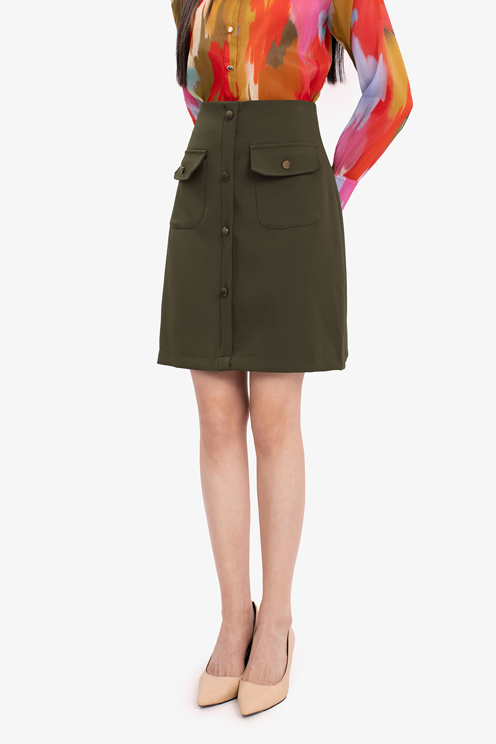 Chân váy chữ a dáng ngắn phối hai túi