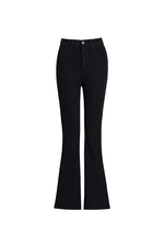 Quần jeans dài lưng cao ống loe màu đen