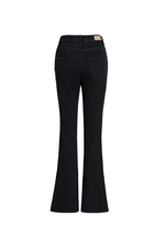 Quần jeans dài lưng cao ống loe màu đen