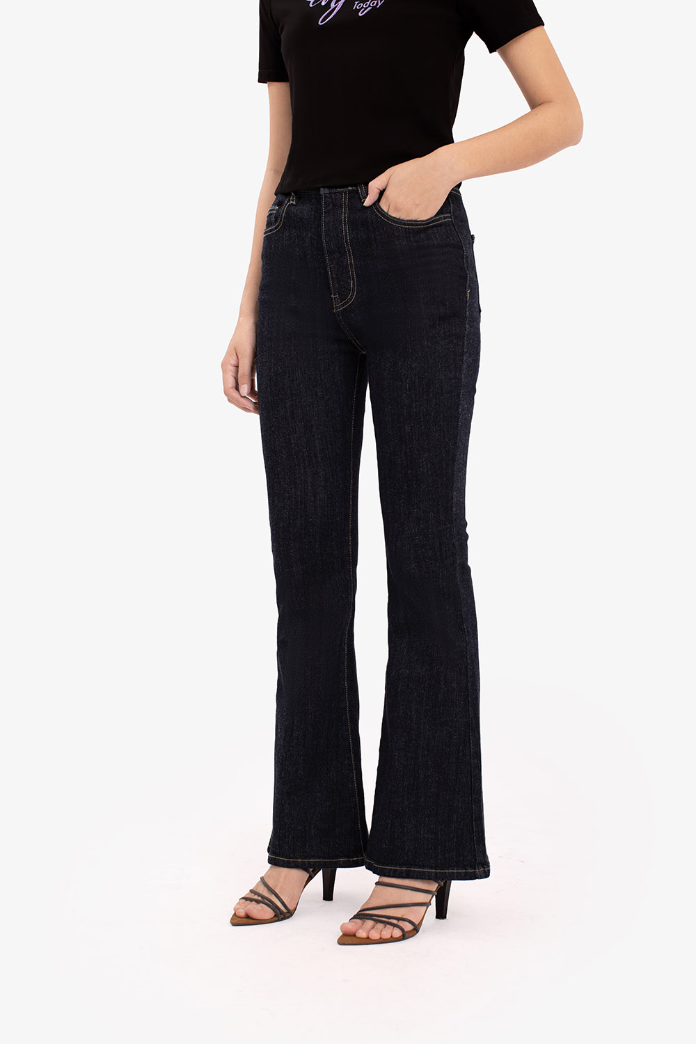 Quần jeans nữ lưng cao ống loe