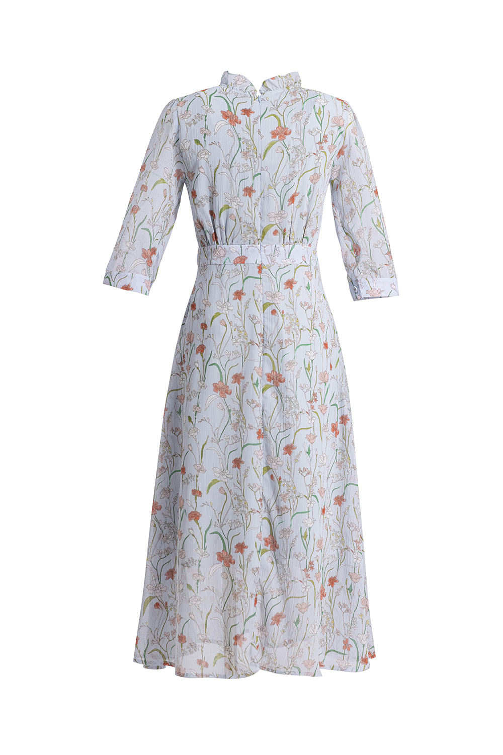 Đầm voan hoa nơ cổ dáng chữ A