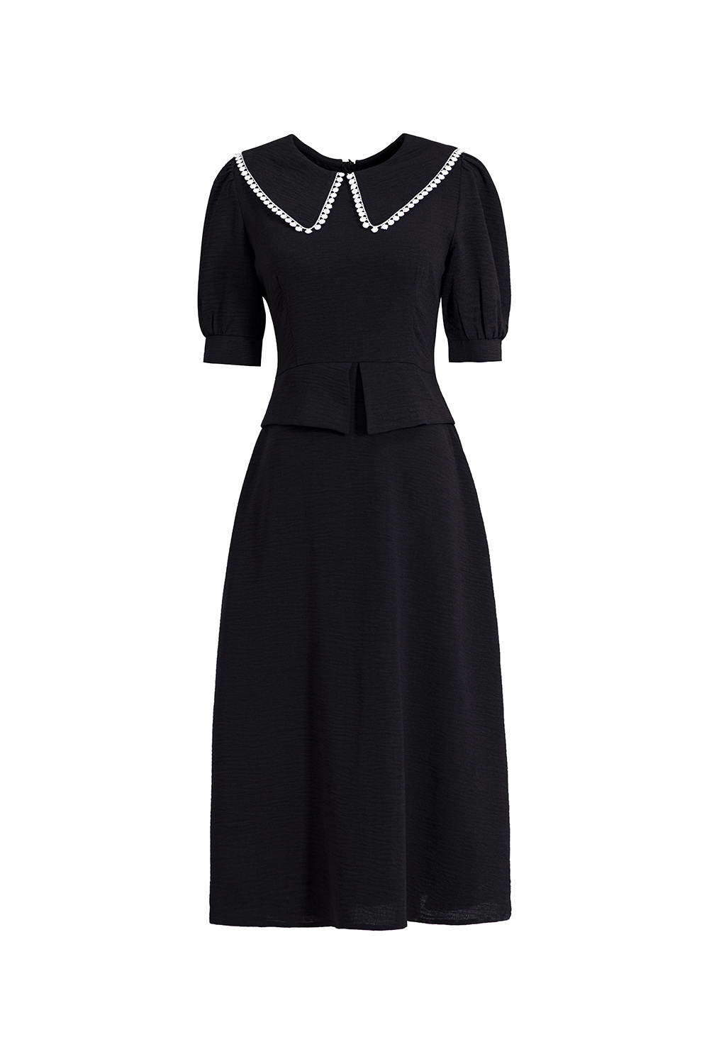 Đầm xòe dáng peplum cổ sen cách điệu