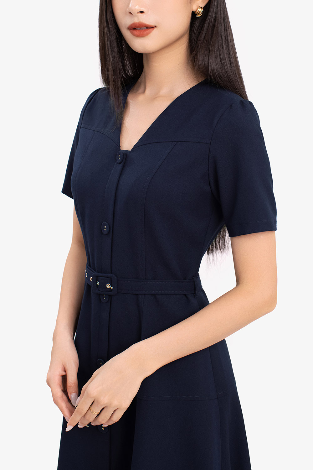 Đầm công sở nữ cổ tim dáng chữ A