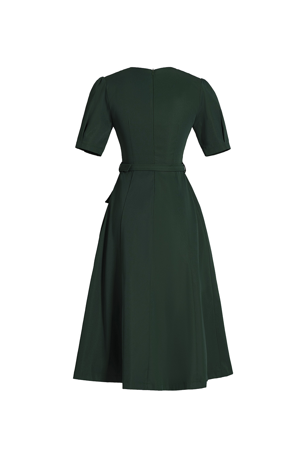 Đầm liền công sở dáng xòe kèm đai eo