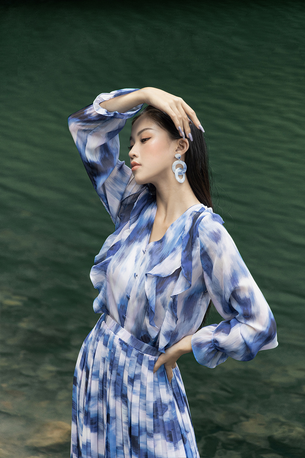 Áo sơ mi voan tay dài loang màu ASM15-10