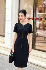 Đầm ôm công sở tay ngắn họa tiết caro