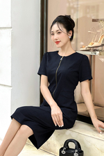 Đầm ôm công sở tay ngắn họa tiết caro