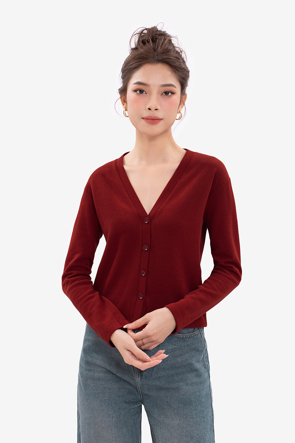 Áo khoác cardigan nữ màu đỏ