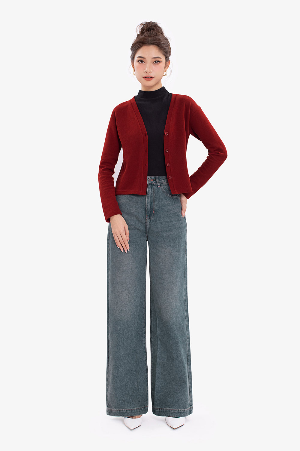 Áo khoác cardigan nữ màu đỏ