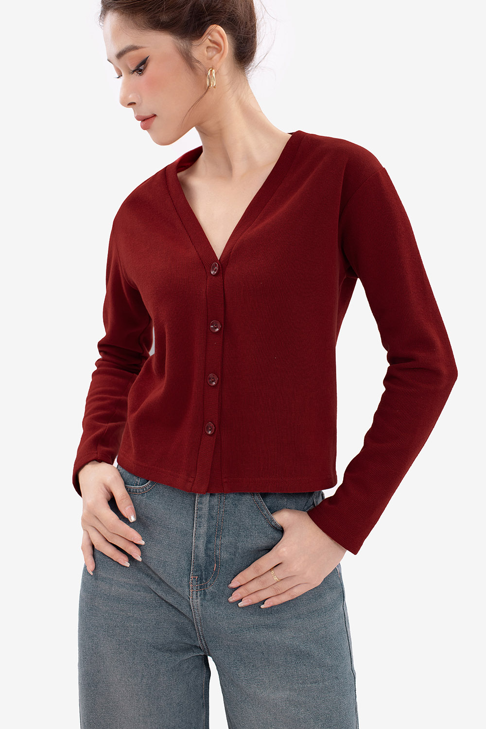 Áo khoác cardigan nữ màu đỏ