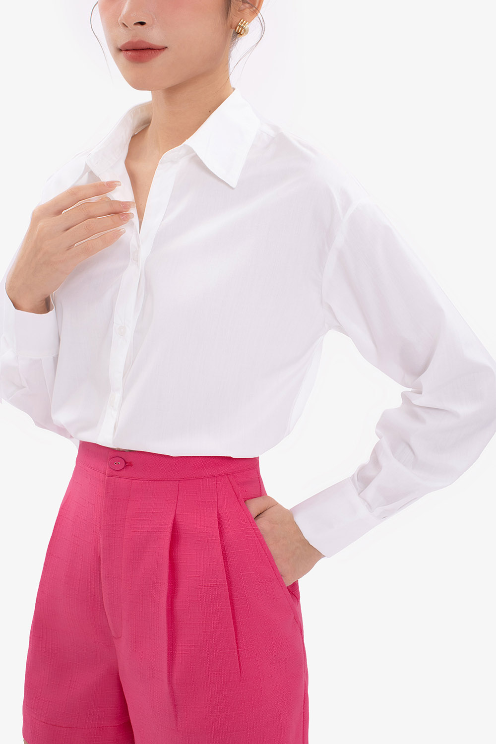 Áo sơ mi nữ công sở màu trắng tay dài
