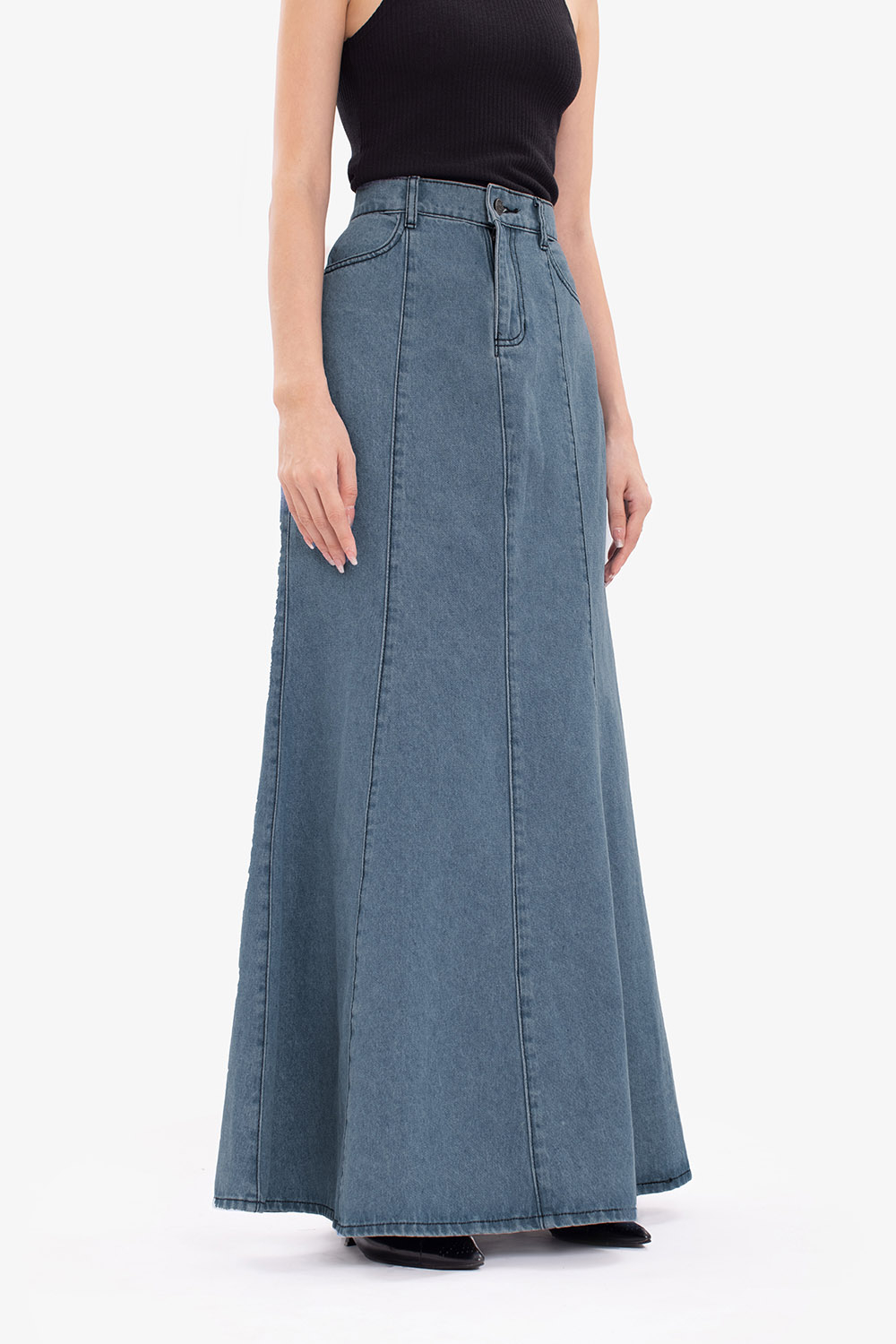 Chân váy jean dài đuôi cá