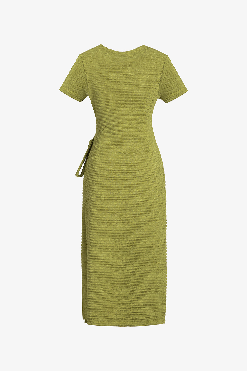 Đầm thun tay ngắn cổ tròn thắt nơ eo