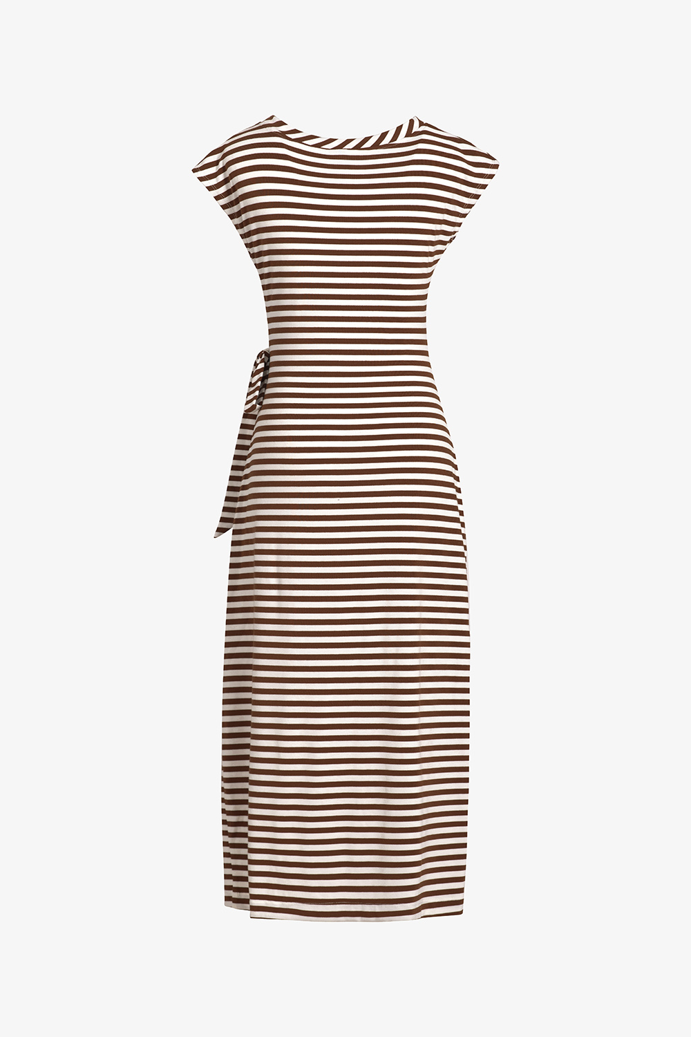 Đầm thun ôm kẻ sọc tay chờm thắt nơ eo