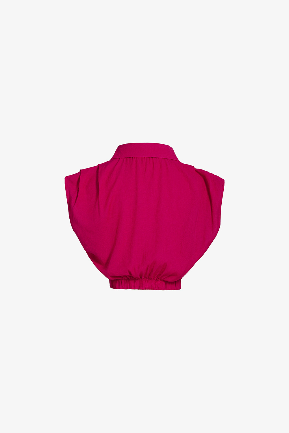 Áo kiểu nữ màu hồng cổ sơ mi dáng croptop