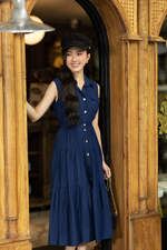 Đầm sơ mi sát nách tùng A đuôi cá