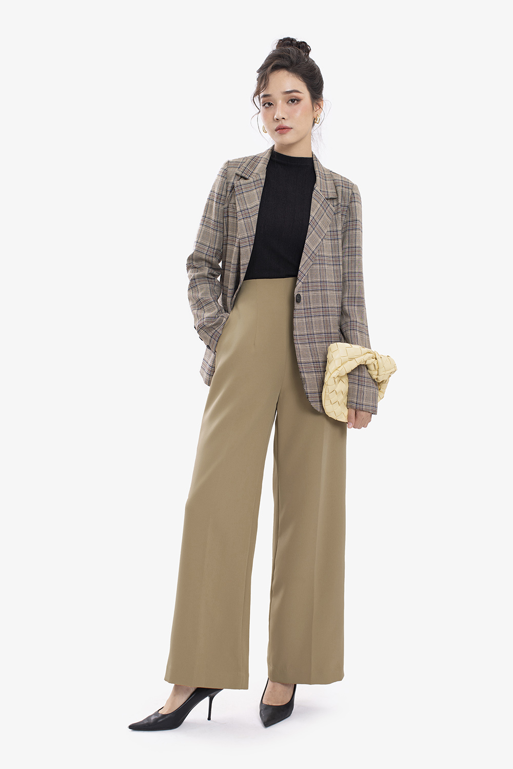 Áo blazer công sở nữ sọc caro dài tay AK11-31