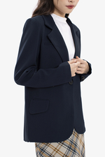 Áo khoác blazer nữ màu xanh đen tay dài