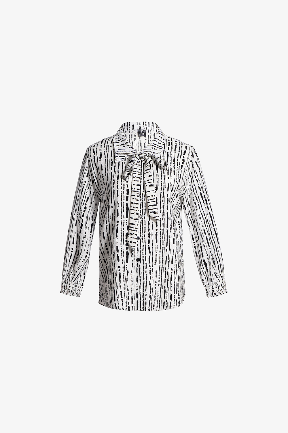 Áo sơ mi nữ họa tiết cổ thắt nơ