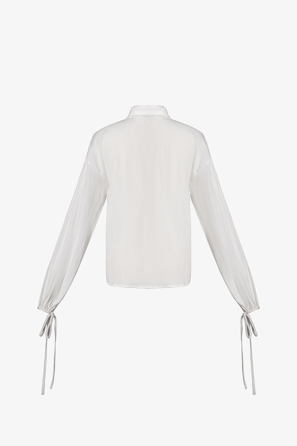 Áo sơ mi nữ trắng phối ren thắt nơ