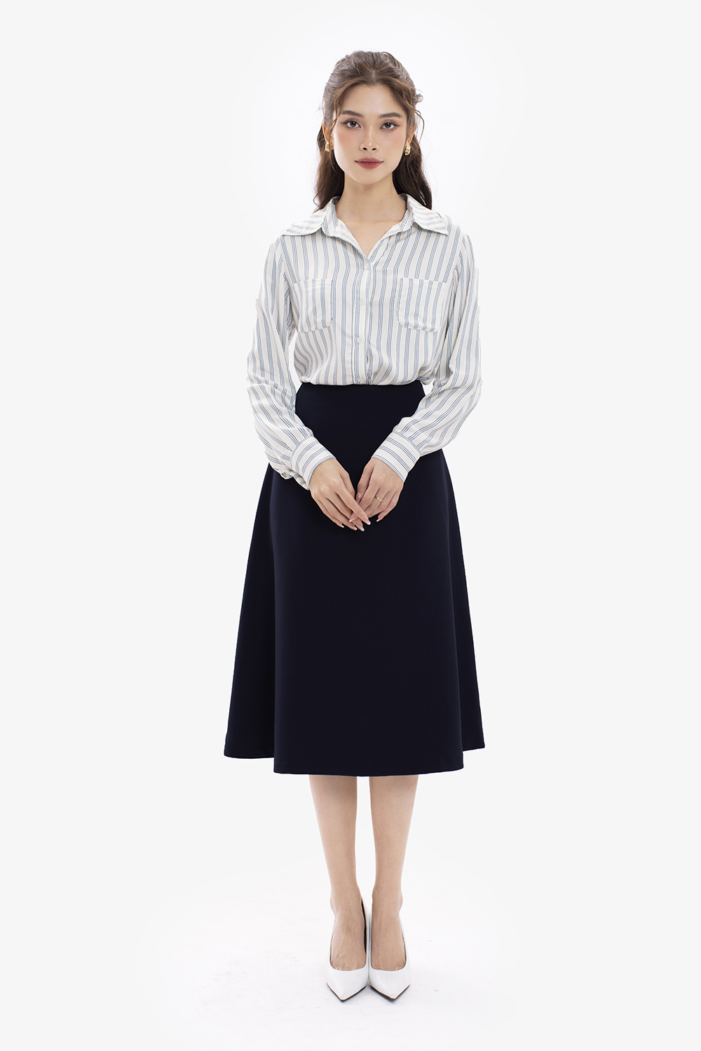 Chân váy công sở midi dáng xòe