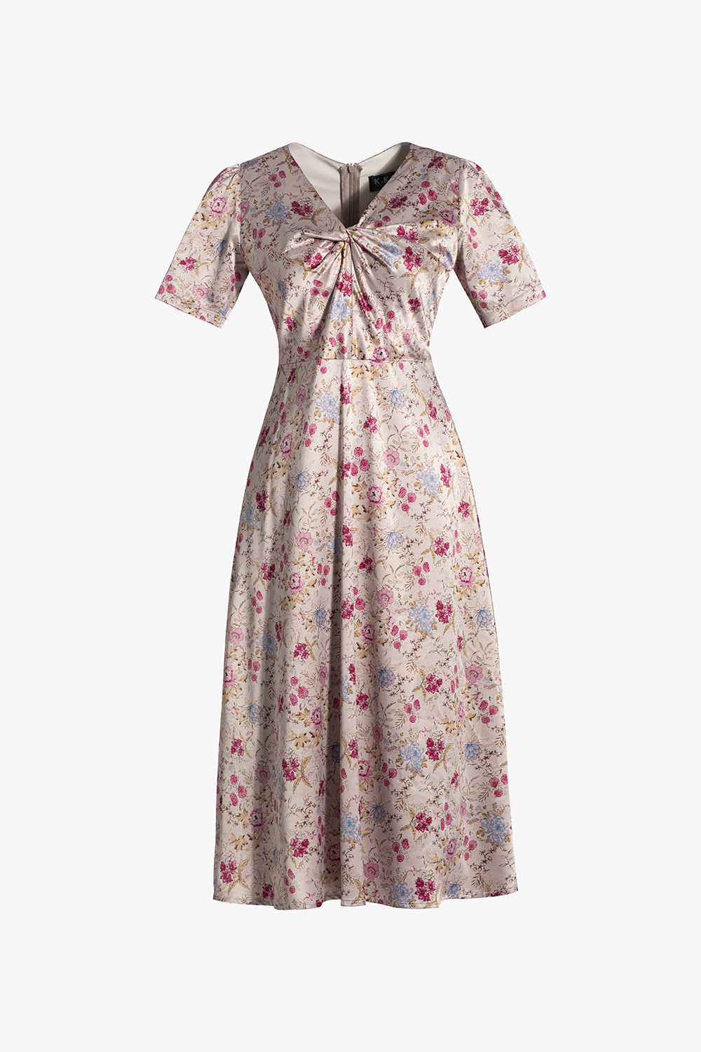 Đầm xòe công sở chữ a họa tiết hoa cổ tim