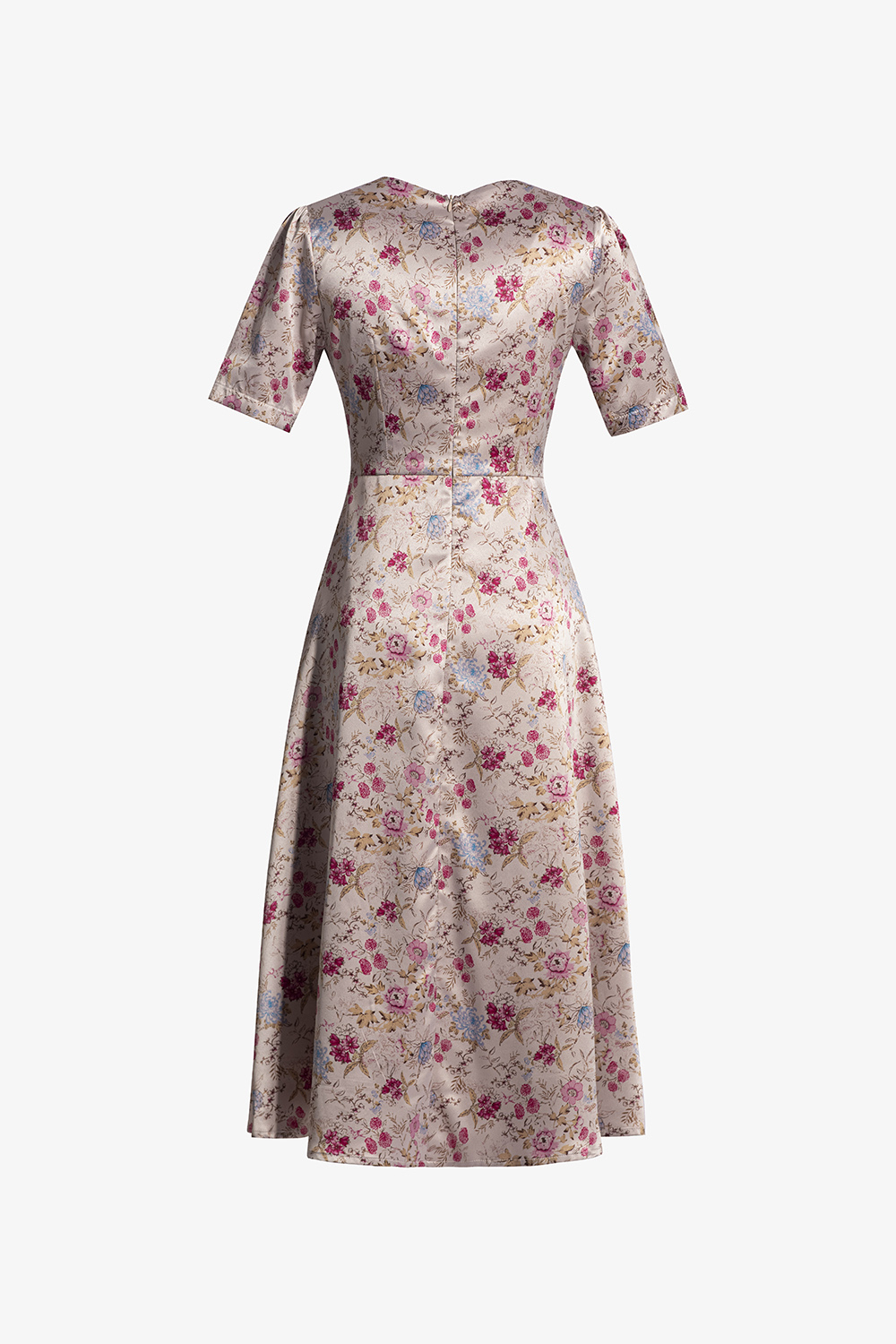 Đầm xòe công sở chữ a họa tiết hoa cổ tim