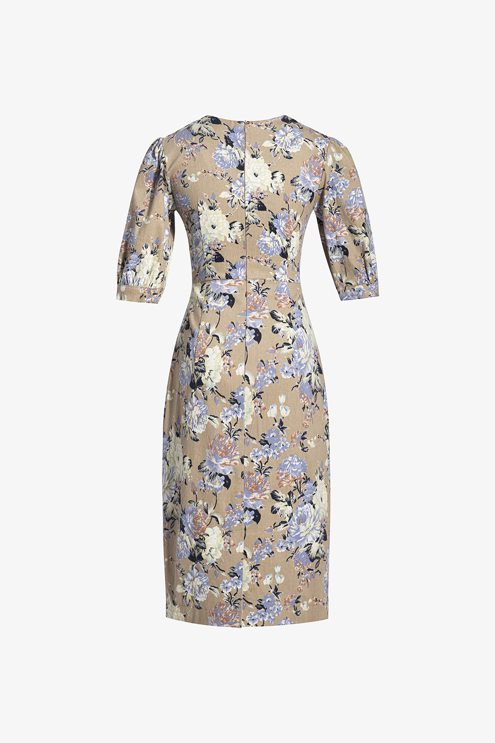 Đầm hoa công sở dáng ôm tay lửng