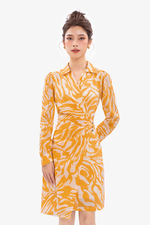 Đầm wrap dress họa tiết tay dài