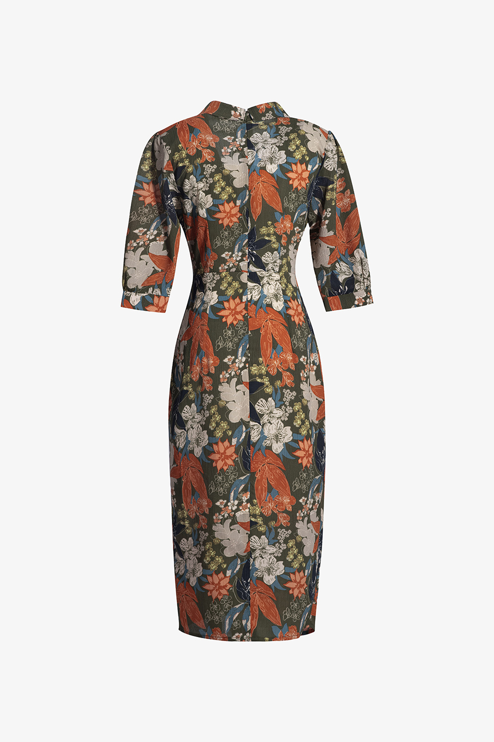 Đầm công sở kiểu wrap dress họa tiết hoa to