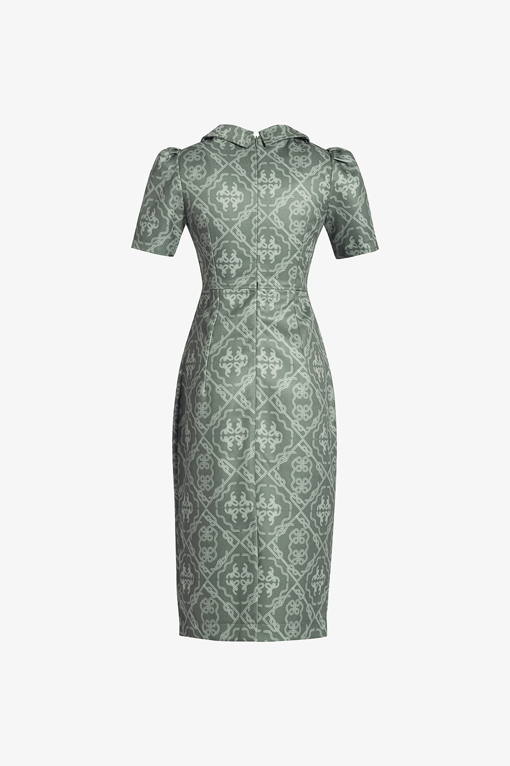 Đầm ôm body họa tiết cổ vuông cách điệu