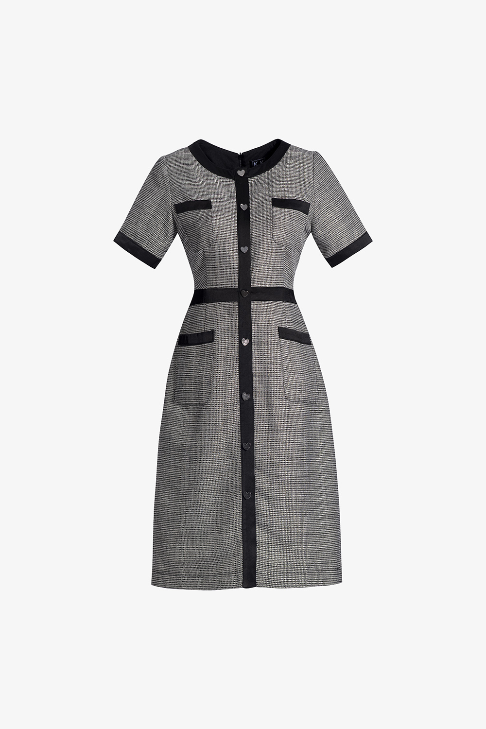 Đầm công sở dáng chữ a phối viền đen