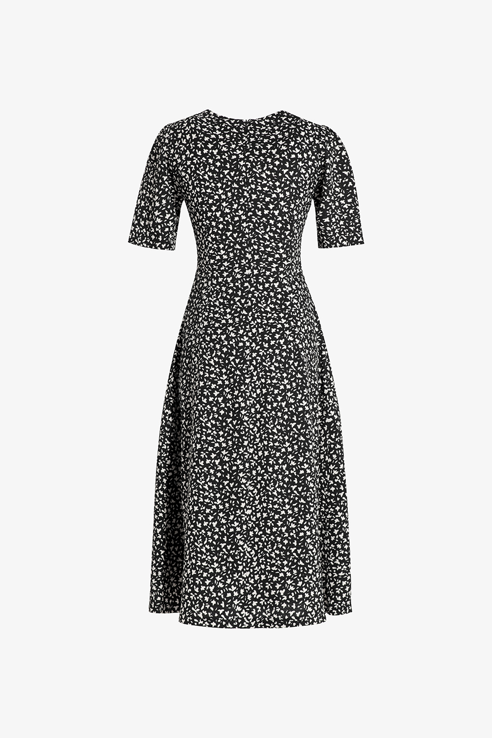 Đầm hoa công sở dáng chữ a phối đăng ten