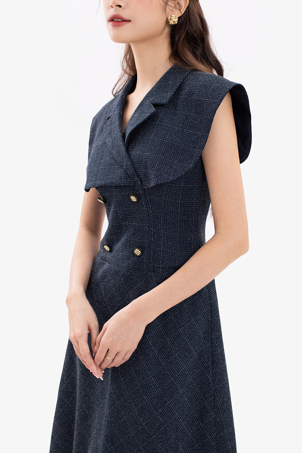 Đầm xòe công sở cổ đan tông