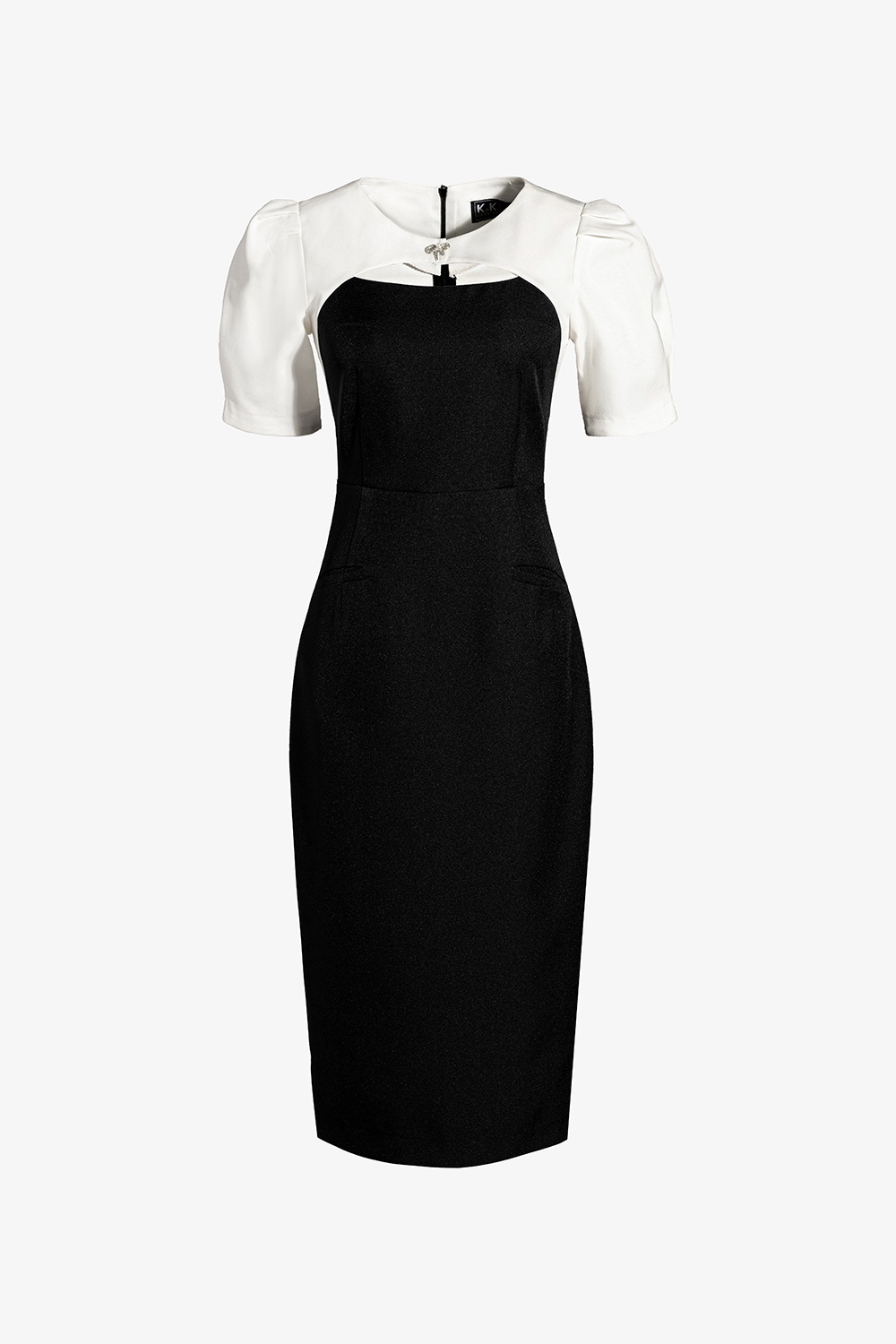 Đầm công sở ôm body đen phối trắng KK161-31 | Thời trang công sở K&K ...