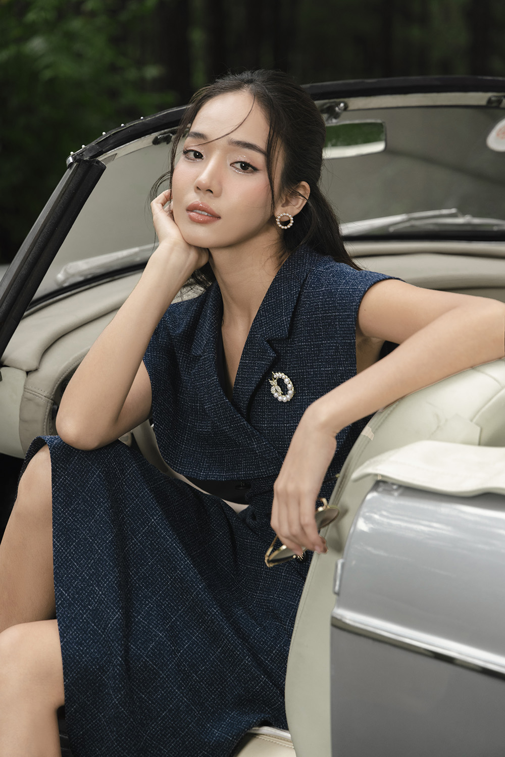 Đầm xòe công sở cổ đan tông