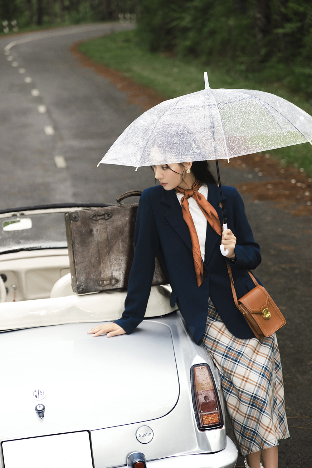 Chân váy công sở caro dáng suông