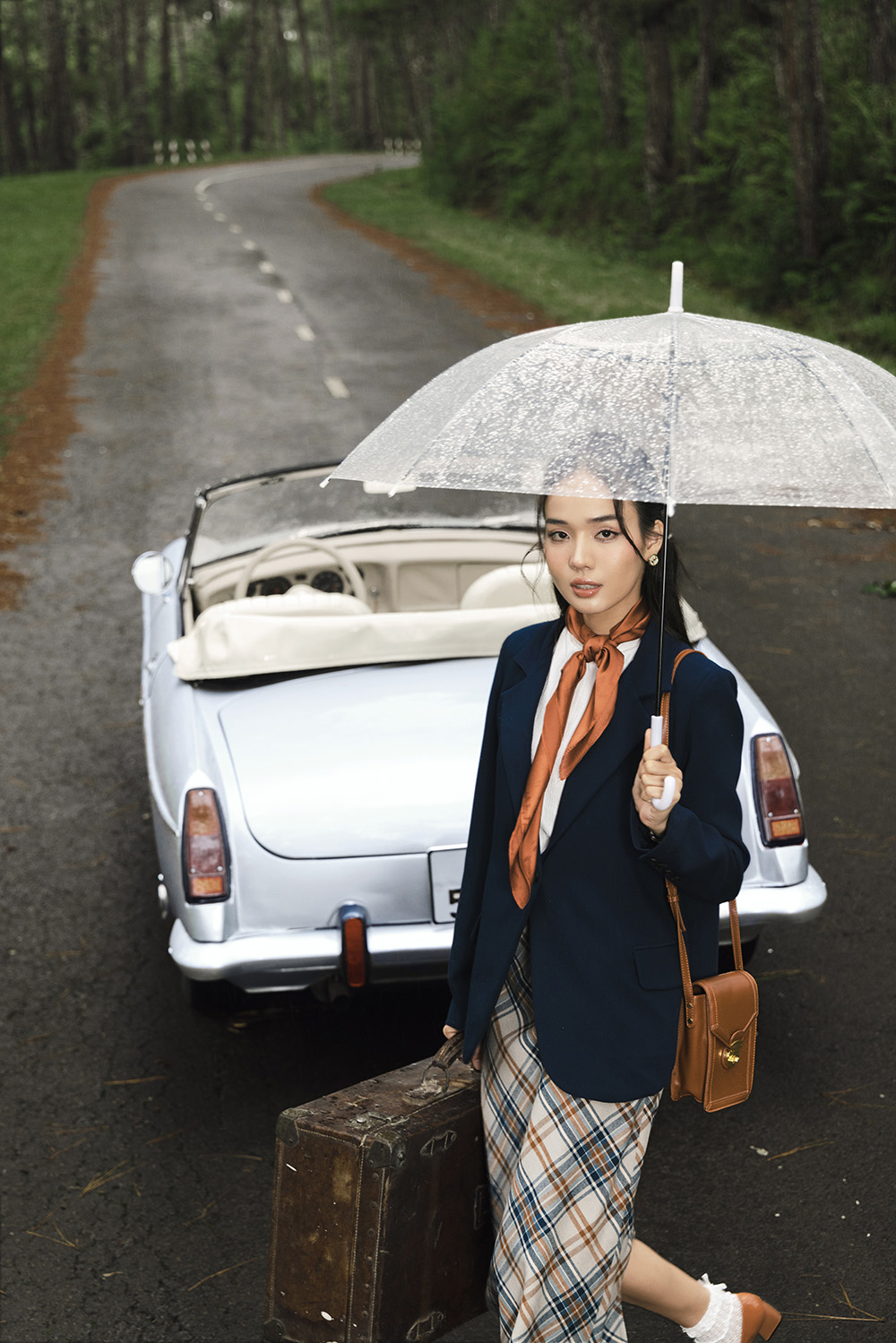 Áo khoác blazer nữ màu xanh đen tay dài