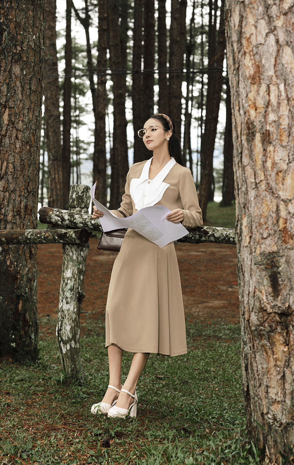 Áo kiểu nữ phối bèo tay dài ASM15-05